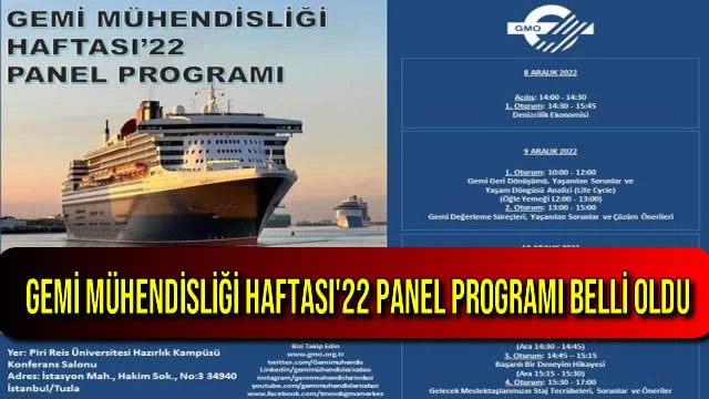 GEMİ MÜHENDİSLİĞİ HAFTASI'22 PANEL PROGRAMI BELLİ OLDU