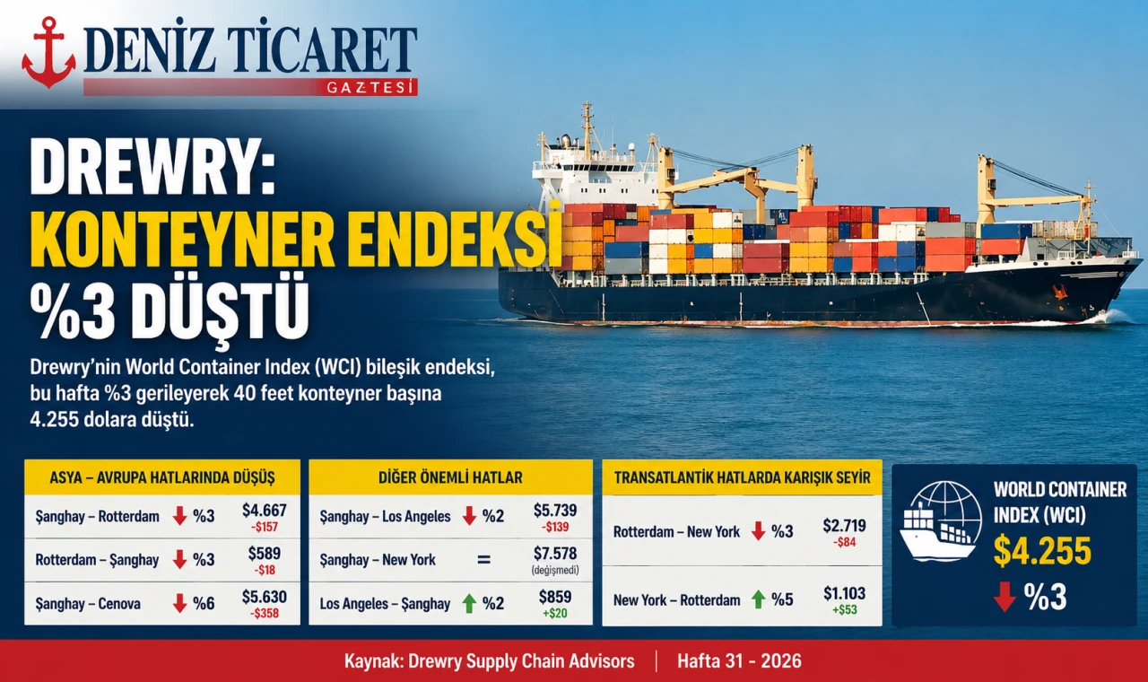 Drewry: Konteyner Endeksi %3 Düştü