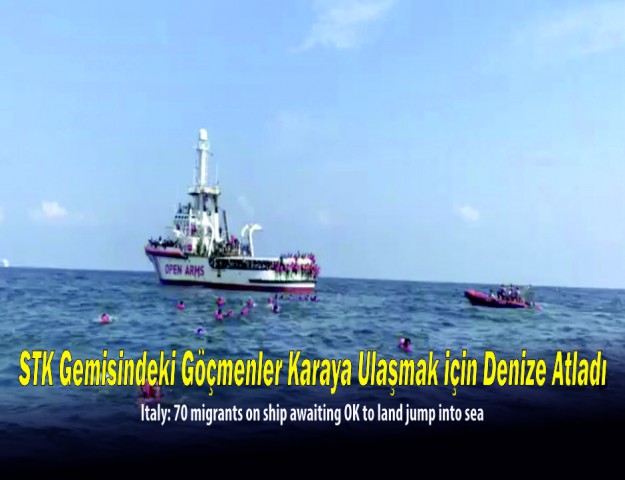 STK Gemisindeki Göçmenler Karaya Ulaşmak için Denize Atladı