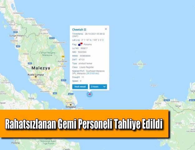 Rahatsızlanan Gemi Personeli Tahliye Edildi