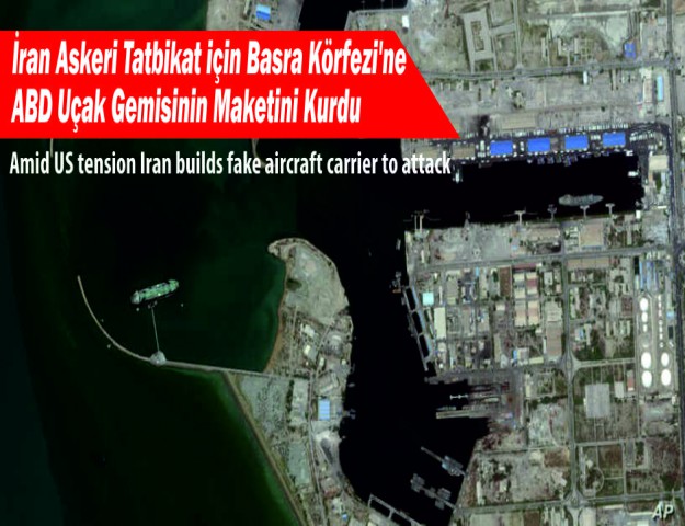 İran Askeri Tatbikat için Basra Körfezi'ne ABD Uçak Gemisinin Maketini Kurdu