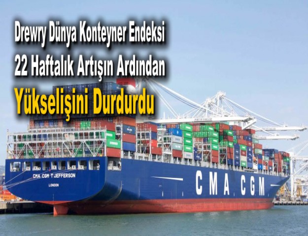 Drewry Dünya Konteyner Endeksi 22 Haftalık Artışın Ardından Yükselişini Durdurdu