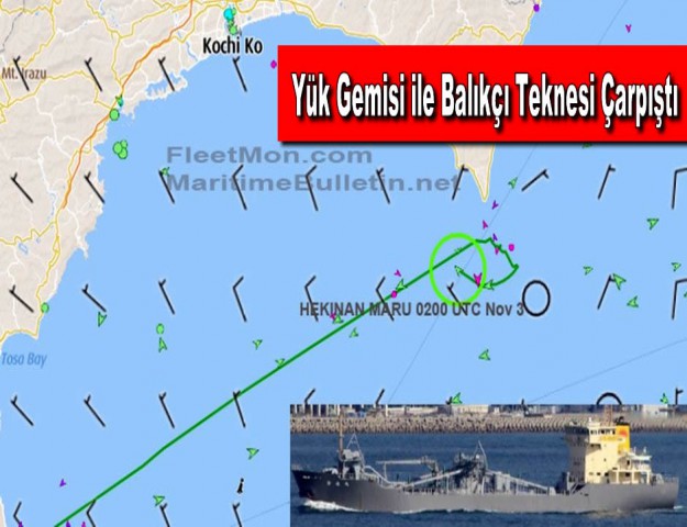 Yük Gemisi ile Balıkçı Teknesi Çarpıştı