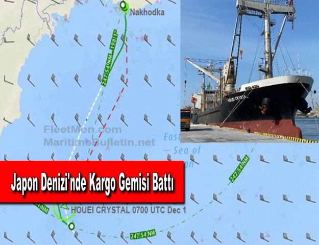 Japon Denizi'nde Kargo Gemisi Battı