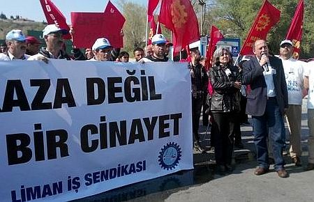 Kumport'da ölen işçi için eylem