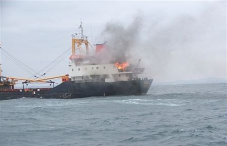 Marmara'da Yük Gemisinde Yangın